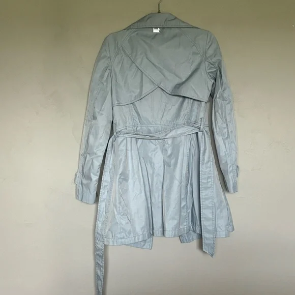 Laundry by Shelli Segal Trench Coat Size Small in Baby Blue Wrap Coat - Picture 5 of 12